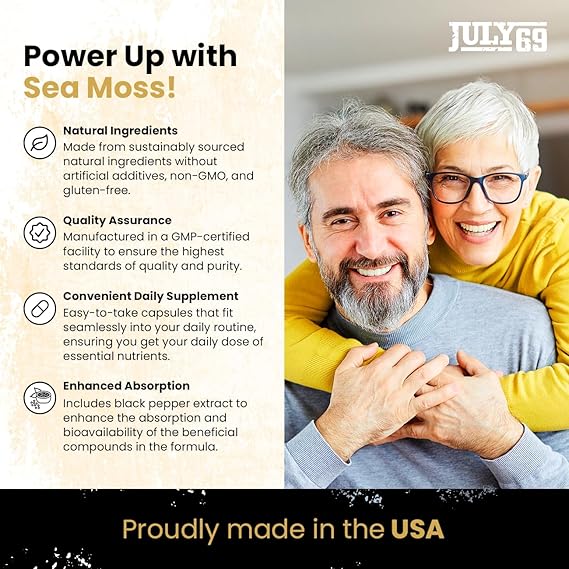 Sea Moss with Black Pepper - Natural Irish Moss, Bladderwrack, and Burdock Supplement